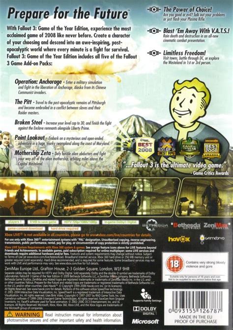 Fallout 3 Game Of The Year Edition 2009 Xbox 360 Box Cover Art