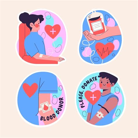 Free Vector Naive Blood Donor Day Stickers Collection