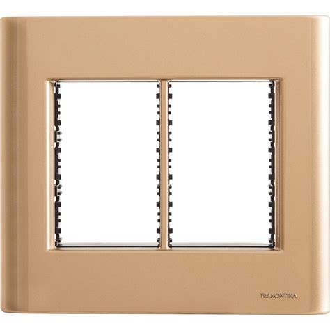 Tramontina Giz Metallic Gold 6 Wall Plate Gang 4x4 With Support Tramontina