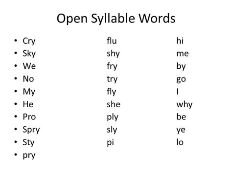 Understanding The Six Syllable Types Open Syllables — 40 Off