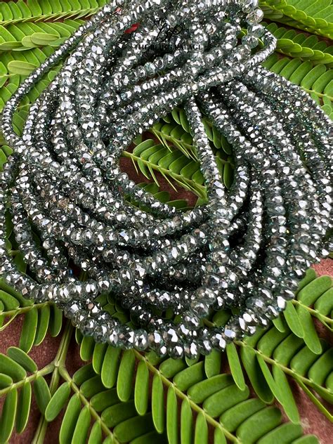 35 Carat Green Moissanite Diamond Rondell Faceted 2 4 MM Gemstone Beads