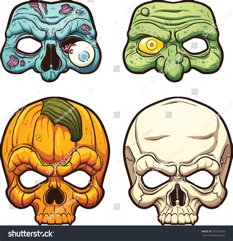 Halloween Masks Vector Clip Art Illustration Stock Vector (Royalty Free ...