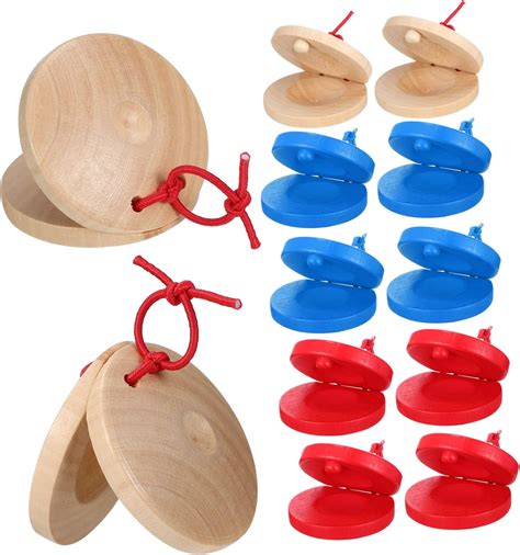 Milisten Pcs Educational Castanet Wooden Castanets Red Adults Blue