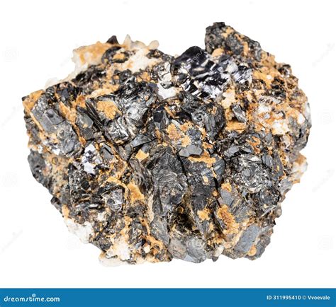 Sphalerite And Galena Minerals On Raw Baryte Rock Stock Photo Image