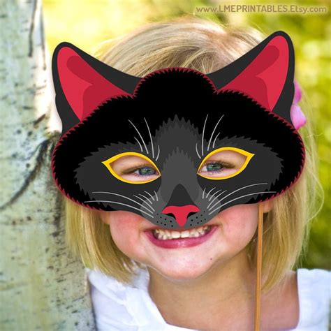 Black Cat Mask Printable Halloween Party Costume Pet Animal Pattern ...