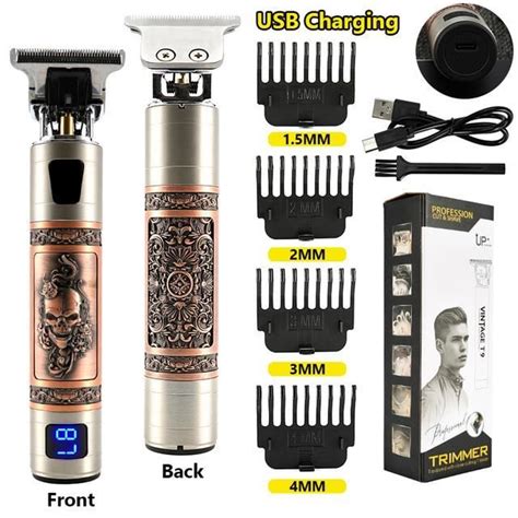 TONDEUSE CHEVEUX LCD Skull USB Box Tondeuse Professionnelle T9 Avec