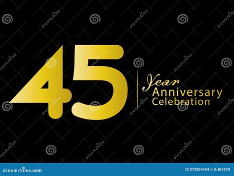 45 Years Anniversary Celebration Logotype Gold Color Vector 45th