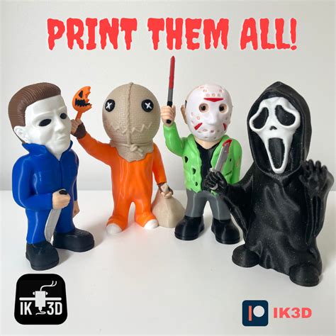 STL File SAM TRICK R TREAT HORROR MOVIES MINIS NO SUPPORTS 3D