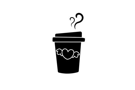 Valentine Coffee Cup Silhouette Art Graphic by aerorbstudio · Creative ...