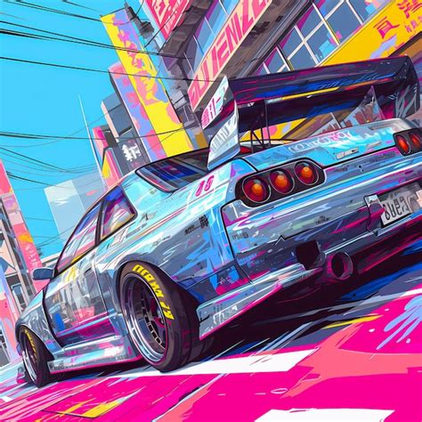 Premium Photo | Japanese tuning car abstract anime poster art Generative AI