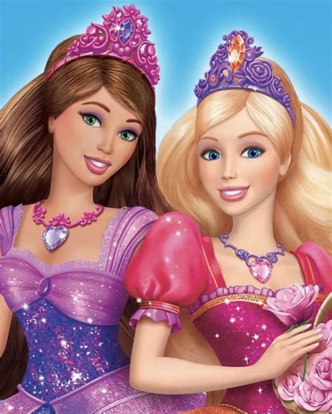 Two Barbie Dolls Are Standing Next To Each Other Wearing Tiaras And