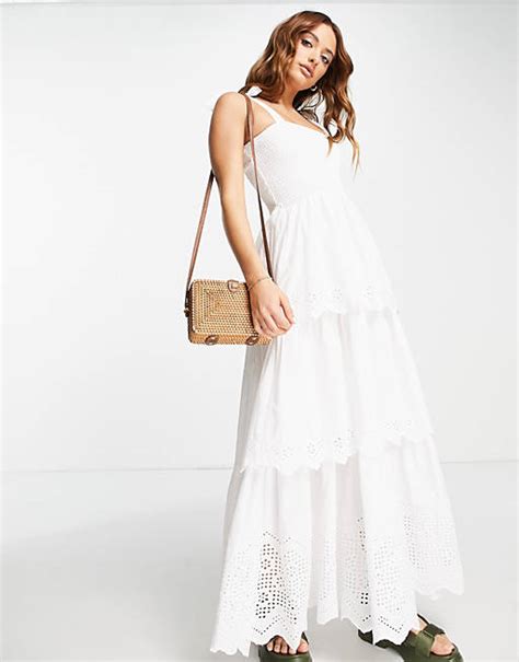 River Island Tiered Maxi Sun Dress In White Asos