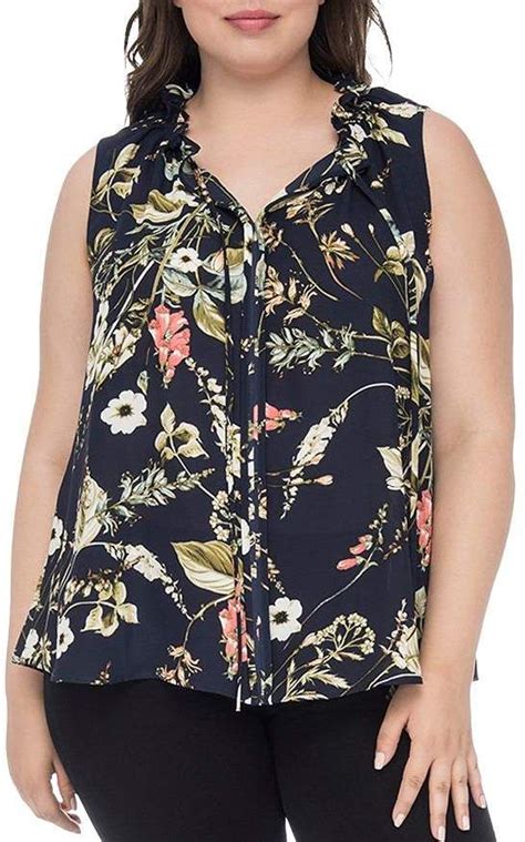 B Collection By Bobeau Curvy Dahlia Floral Print Blouse Women Plus