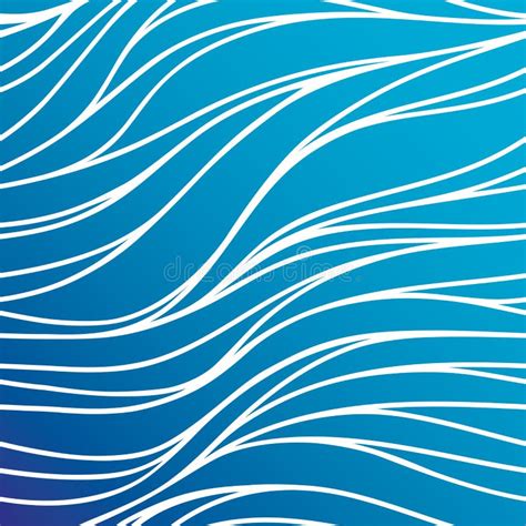 Vector Color Hand Drawing Wave Sea Background Blue Abstract Ocean