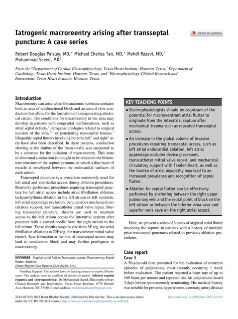 Pdf Iatrogenic Macroreentry Arising After Transseptal Puncture A