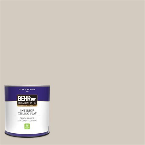 Behr Premium Plus 1 Qt N220 2 Ashen Tan Ceiling Flat Interior Paint