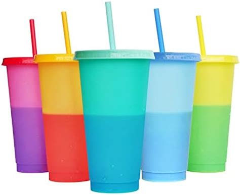 Pack Color Changing Cups Color Reusable Plastic Cups With Lids