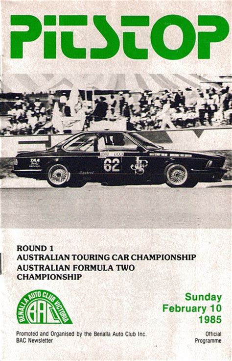 1985 Australian Touring Car Championship Programmes The Motor Racing