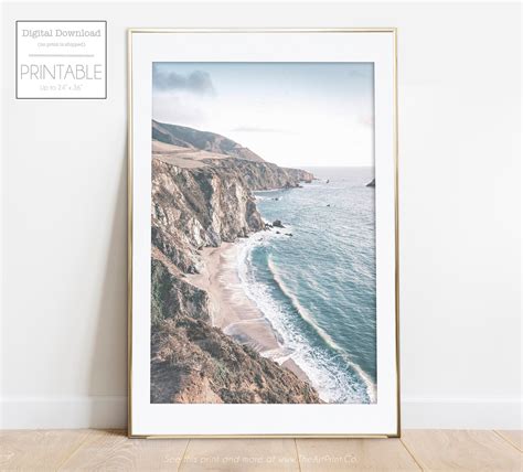 Large Beach Print California Poster Coastal Wall Decor Digital | Etsy