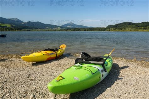 Kayaks Lake Ammer Near Herrsching Am Lake Ammer Fuenfseenland Upper