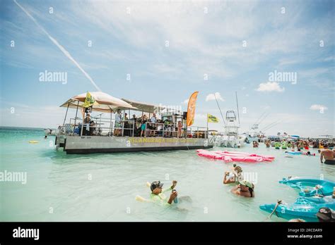 Live Band Plays On A Boat In The Florida Keys To Large Happy Crowd