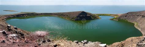 Crocodile Lake On Central Island On Lake Turkana, Kenya. Stock Photo ...