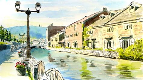 昼下がりの小樽運河 北海道 透明水彩風景画 Otaru Hokkaido Japan Watercolor YouTube