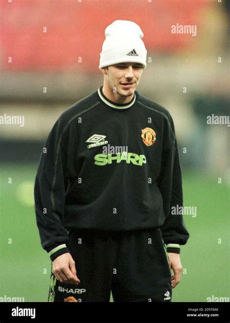 Manchester United David Beckham Trains At The San Siro Stadium Before