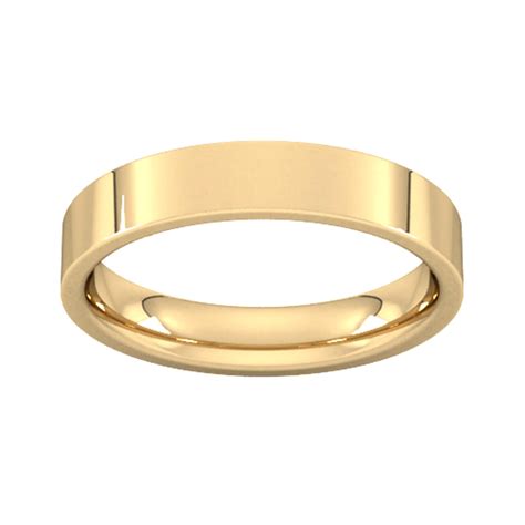 Goldsmiths 4mm Flat Court Heavy Wedding Ring In 18 Carat Yellow Gold Ring Size Q Gsgm 4mm