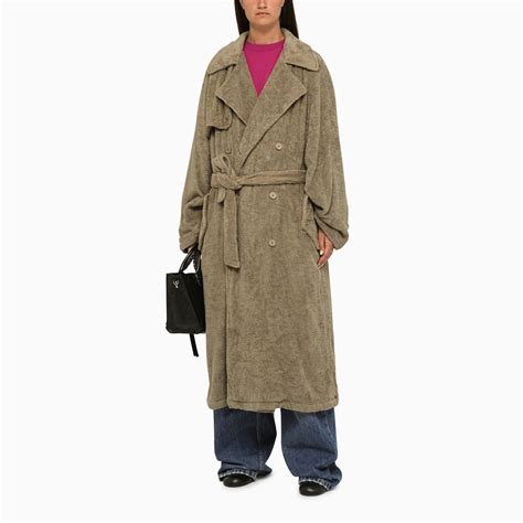 Balenciaga Towel Trench Coat In Sand Coloured Cotton Thedoublef