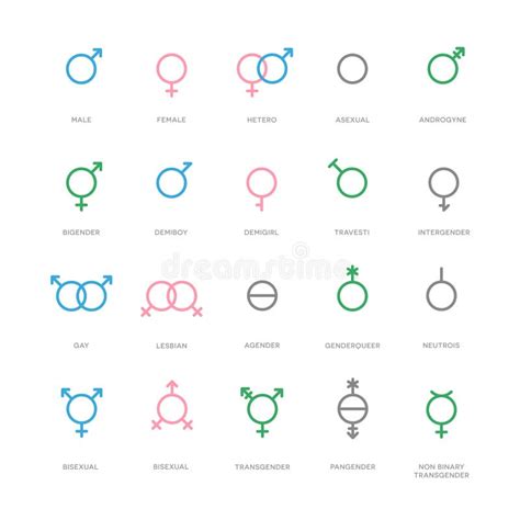 Set Of Sexual Orientation Gender Or Male Female Symbols Stroke Stock