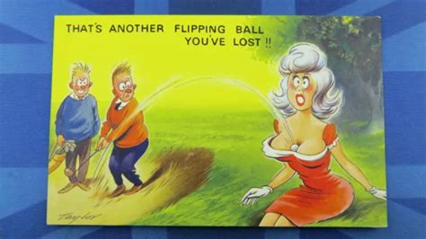 Saucy Bamforth Comic Postcard Blank Back S Big Boobs Golf Lost