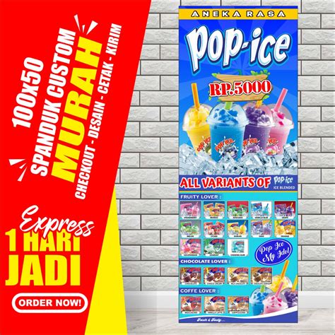 Jual Banner Minuman Pop Ice Spanduk Minuman Pop Ice Ukuran X Cm