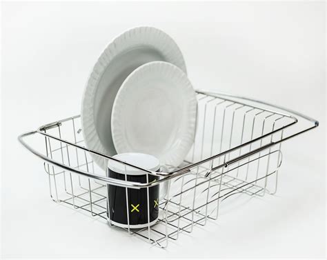 Huji Adjustable Stainless Steel Over The Sink Dish Drainer Kitchen Rack