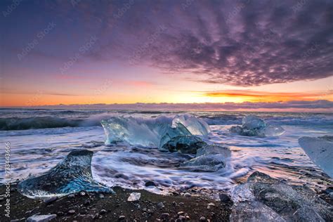 Black Diamond Beach Fellsfjara Iceland Stock Photo Adobe Stock