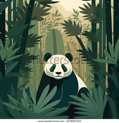 Giant Panda Bamboo Forest Threatened Endangered Stock Vector (Royalty ...