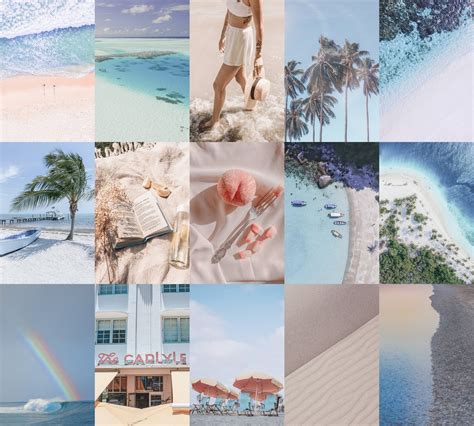 Wall Collage Kit Aesthetic Beach Pcs Digital Photo Etsy