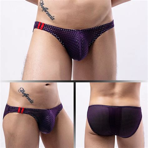 Men S Sexy Pouch G String Thongs Mesh Swim Low Rise Bikini Briefs