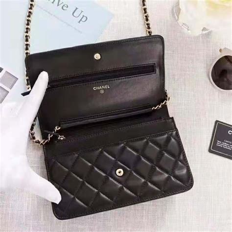 Chanel Women Classic Wallet On Chain In Lambskin Leather Black Lulux