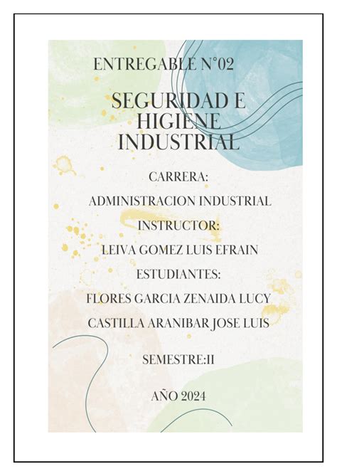 Entregable N Seguridad E Higiene Industrial Una Vez Elaborado