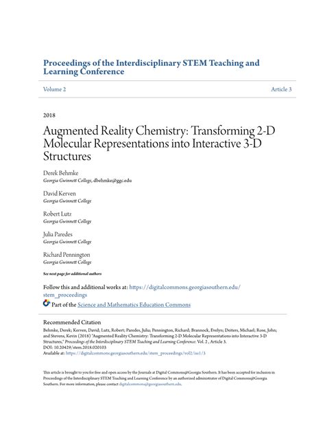 Augmented Reality Chemistry Transforming D Molecular Representations