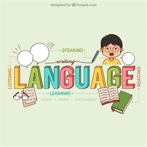 Fondo De Concepto De Palabra De Lenguaje Vector Premium Language Teacher Stamps Language