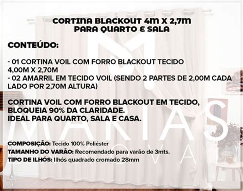 Cortina Blackout Voil M X M Blecaute Em Tecido Para Quarto