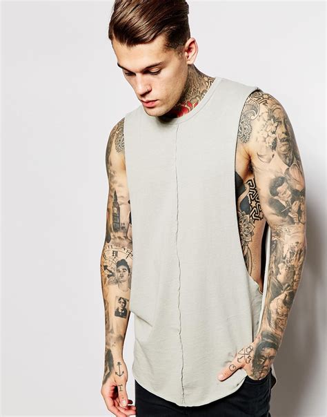 Lyst Asos Super Longline Sleeveless T Shirt With Dropped Armhole And