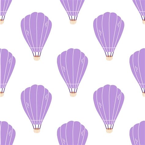 Premium Vector Cute Hand Drawn Hot Air Balloon Seamless Pattern Flat Vector Illustration Isolated