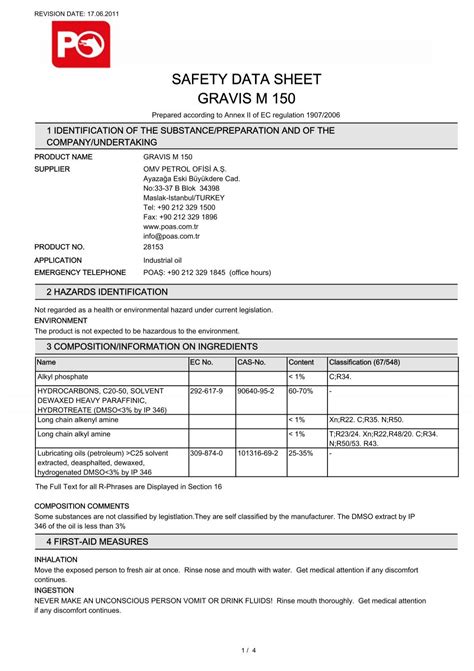 Safety Data Sheet Gravis M Petrol Ofisi