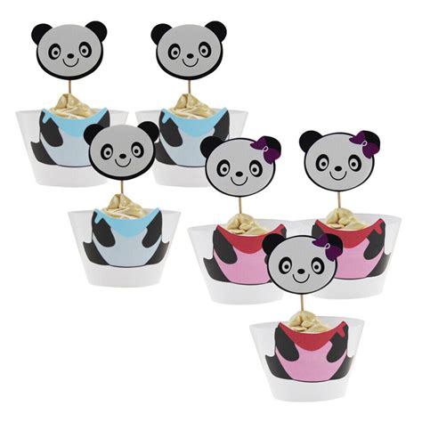 24 Stück Entzückende Pandas Cupcake Topper und Wrapper Kuchen