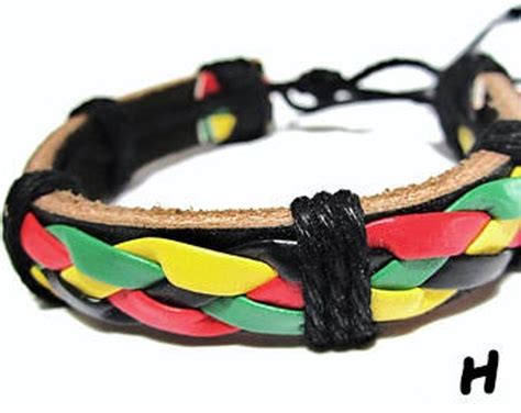 Rasta Bracelet Leather Bracelet Braided Bracelet Jamaican Etsy