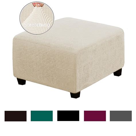 Ottoman Covers Solid Color Stretch Footstool Cover All Inclusive