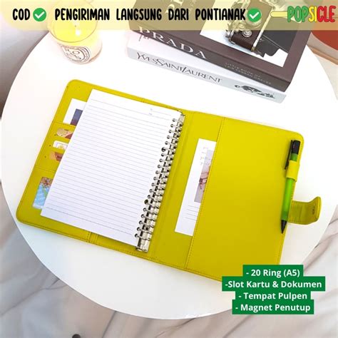 Jual Buku Binder Kuning Polos Eksklusif A5 20 Ring Agenda A5 Polos 20